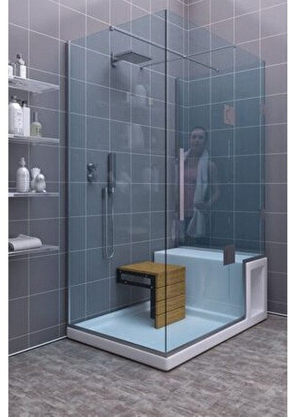 Sardunya Ahşap Duvara Monte Katlanabilir Duş Taburesi 35x42 cm Estetik Tasarım fiyatları