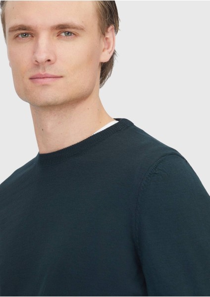 Yeşil Bisiklet Yaka Düz Örgü Yün Karışımlı Triko Kazak fırsatları