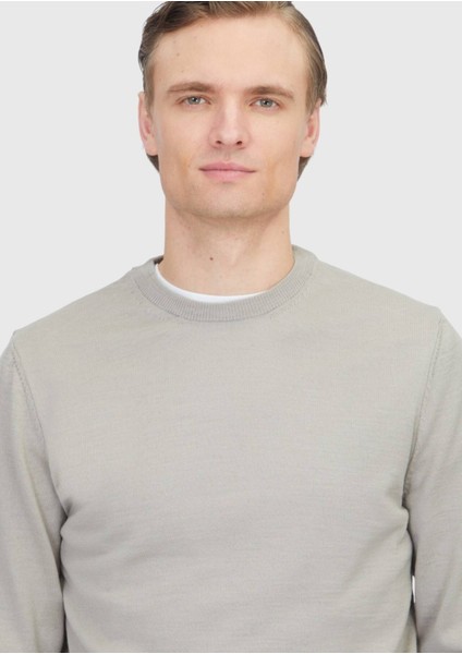 Bej Bisiklet Yaka Düz Örgü Yün Karışımlı Triko Kazak modelleri