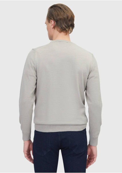 Bej Bisiklet Yaka Düz Örgü Yün Karışımlı Triko Kazak indirimleri