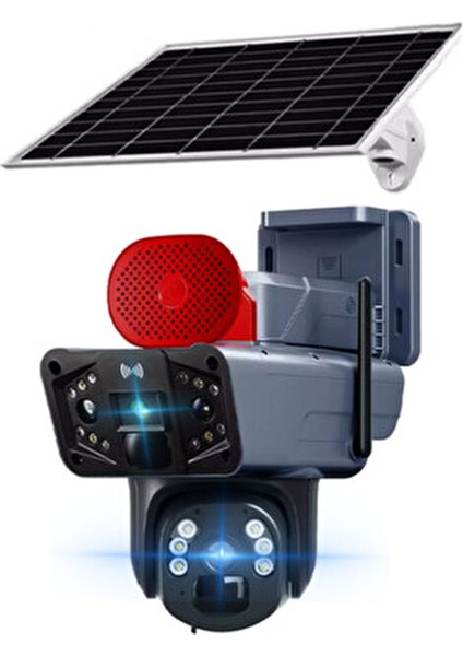 4 G Solar PTZ Kamera Gece Görüşlü İki Yönlü Ses 355 Derece Hareket Algılama