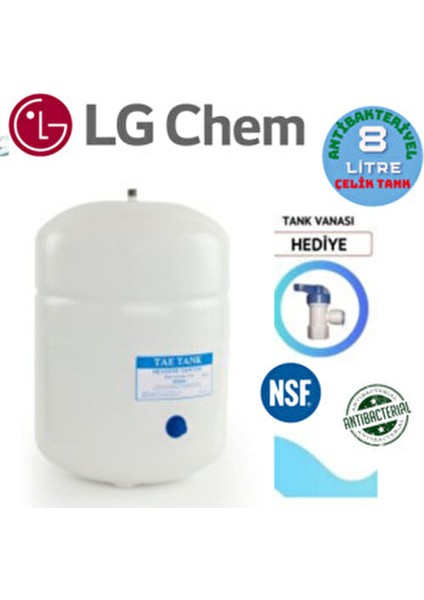 8 Litre Çelik Su Arıtma Tankı Antibakteriyel Özellikli Vanalı fiyatları