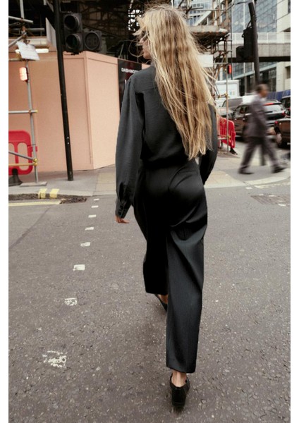 Premium Kybele Yüksek Bel Dokuma Straight Pantolon