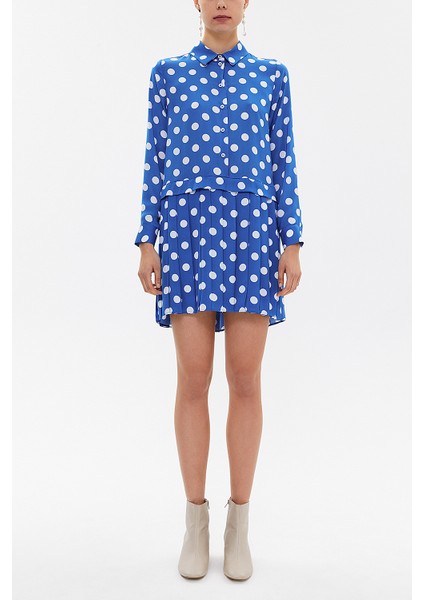 Puantiyeli Piliseli mini elbise 92725