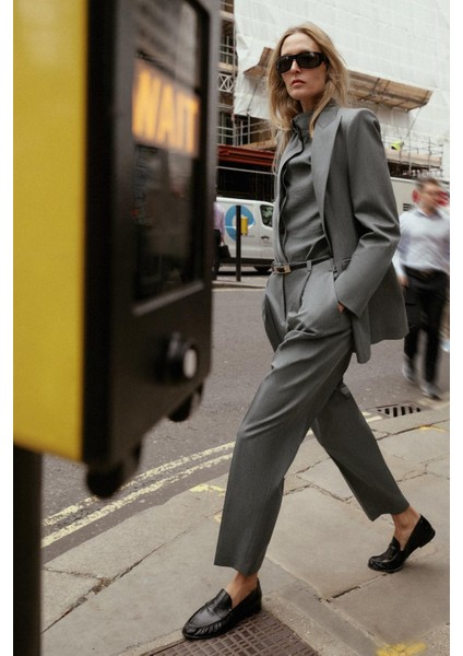 Premium Kybele Yüksek Bel Dokuma Straight Pantolon