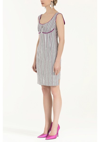 Siyah Beyaz Çizgili pamuk mini elbise 90658 fiyatları