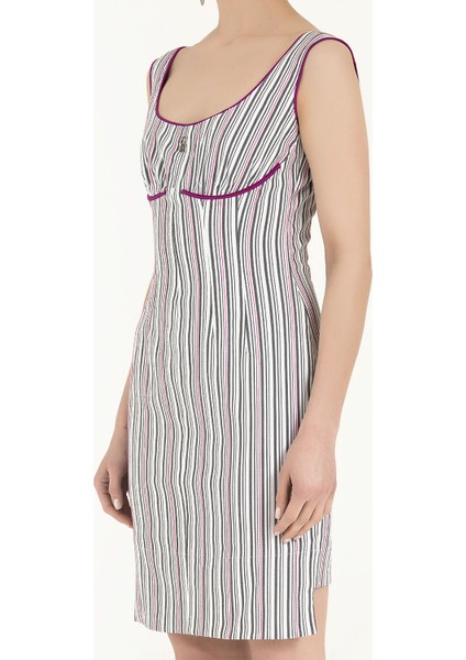 Siyah Beyaz Çizgili pamuk mini elbise 90658 modelleri