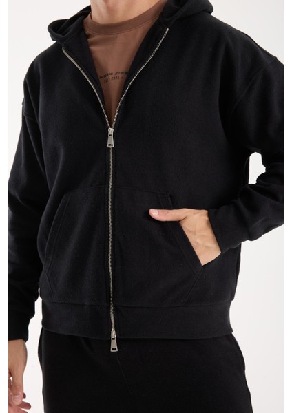 %100 Pamuk Kapüşonlu Fermuarlı Erkek Sweatshirt modelleri