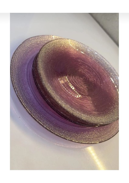 Pembe Altın Işıltılı Cam Pasta Tabağı Zarif Sofra Sunum Tabakları fiyatları