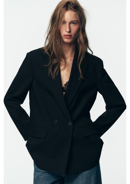 Premium Kybele Oversize Kruvaze Dokuma Ceket