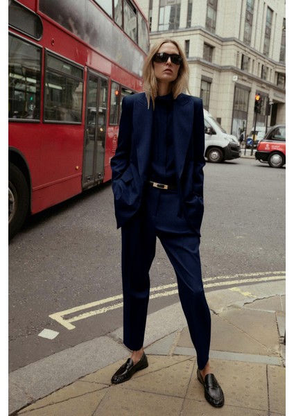 Premium Kybele Yüksek Bel Dokuma Straight Pantolon