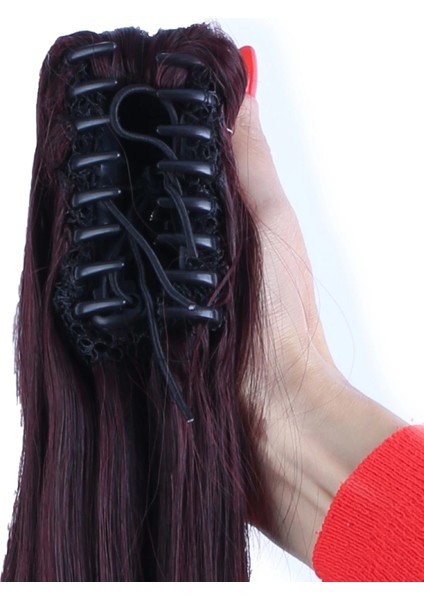 Tokalı Dalgalı At Kuyruğu - Koyu Kızıl indirimleri