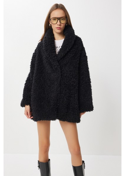 Oversize Suni Kürk Kaban LVW0008 Siyah fırsatları