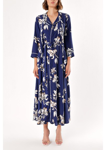 Çiçek Baskı Biyeli gömlek elbise 94039 fiyatları