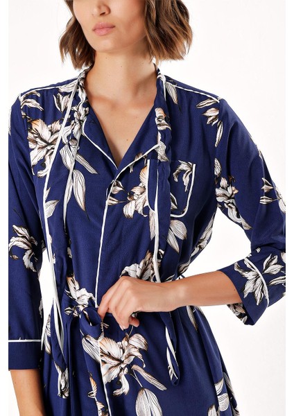 Çiçek Baskı Biyeli gömlek elbise 94039 indirimleri