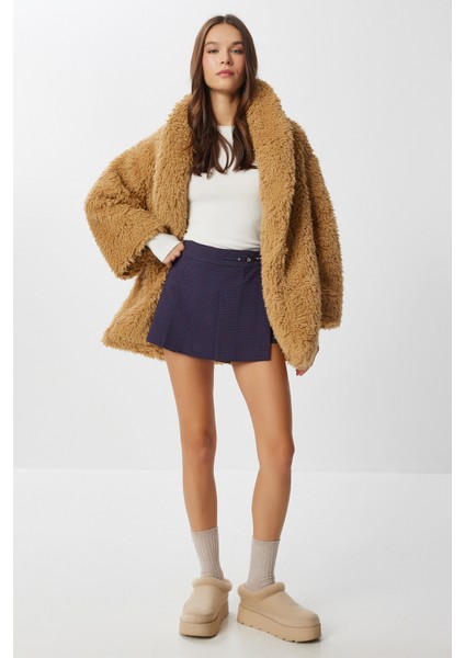 Oversize Suni Kürk Kaban LVW0008 Camel