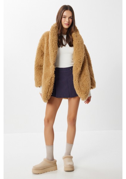 Oversize Suni Kürk Kaban LVW0008 Camel fiyatları