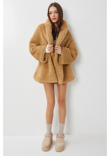 Oversize Suni Kürk Kaban LVW0008 Camel fırsatları