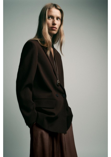 Premium Kybele Oversize Kruvaze Dokuma Ceket