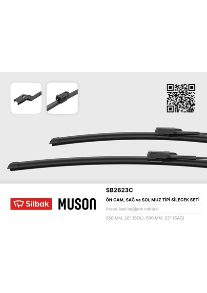 SİLECEK SÜPÜRGESİ 650/580MM MUZ TİPİ MERCEDES GL-CLASS - M-CLASS ML - MERIVA 2009-2011