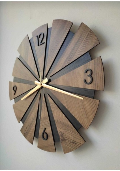 Ahşap 2 Katmanlı Organik Türkçe Rakamlı Duvar Saati 40X40CM, Siyah ve Gediz fiyatları