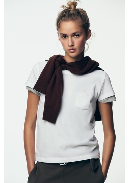 Premium Cep Detaylı Kısa Kol Pamuklu Tişört