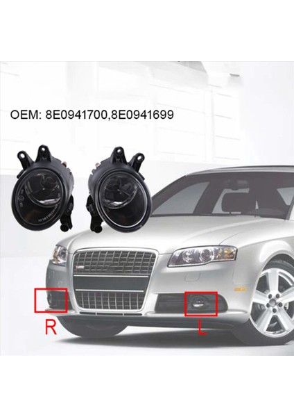 Ön Tampon Sis Fark Lamba ve Sis Işığı Audi A4 B6 2000-2005 8E0941700 8E0941699 8E0807681 8E087682 (Yurt Dışından)