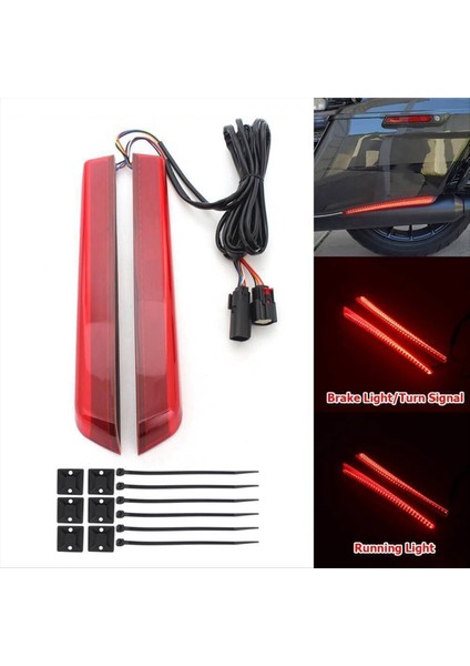 1paır Kırmızı LED Saddlebag Yan Işaretçi Harley Touring Street Glide 2014-2024 Dönüş Sinyal Fren Lambası (Yurt Dışından) indirimleri