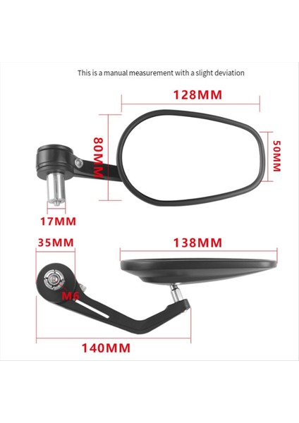 Evrensel Motosiklet 22MM Gidon Dikiz Aynası Oval Reflektör Ayna Modifikasyon Aksesuarları B (Yurt Dışından) fiyatları