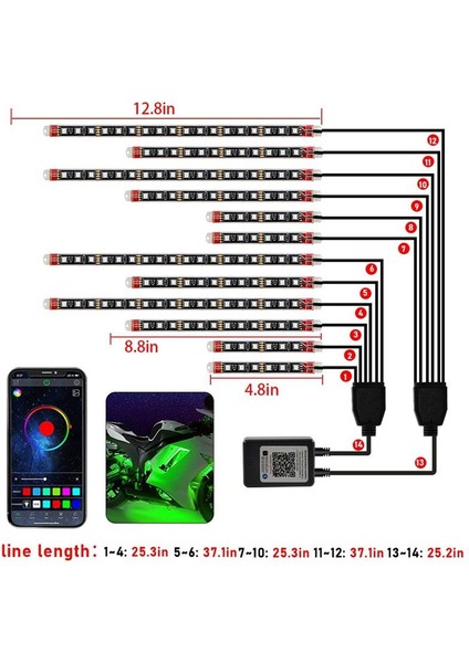 Motosiklet LED Yırtılma Kiti Rgb Harledson Havıdson Honda Kawasakı Suzukı 12 Pcs Için Işık Su Geçirmez Şeritler (Yurt Dışından) fırsatları