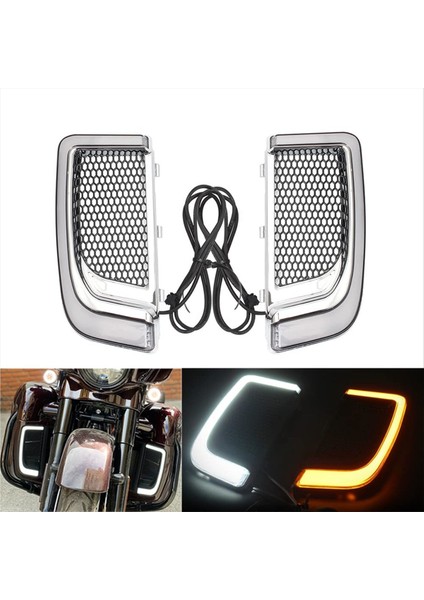Motosiklet LED Fairing Grille Turn Sinyal Işıkları Harley Touring Street Electra Glide Tri Glide Flhtk Flhtcu Flhtkse (Yurt Dışından) modelleri