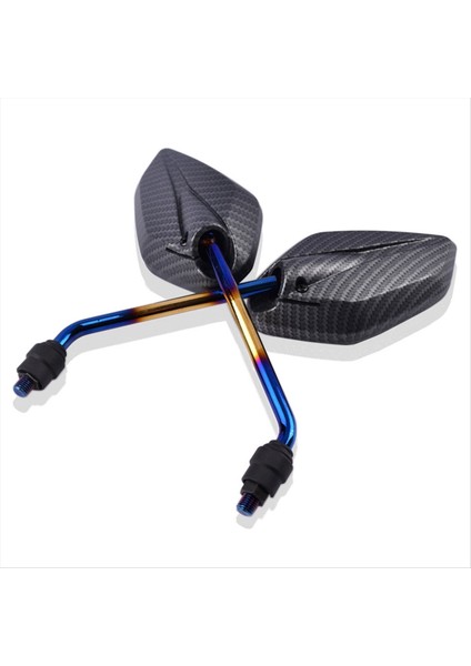 Motosiklet 7/8 Inç 10MM Tolbar Dikiz Aynası Karbon Fiber Yan Ayna Evrensel Ters Çevirme Aynası (Yurt Dışından)