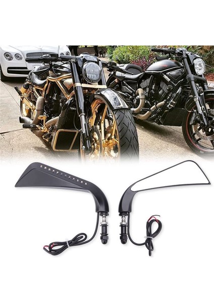 Harley Dyna Fatboy Softail Sportster Için LED Dönüş Sinyali Işığı ile Motosiklet Orak Dikiz Yan Ayna (Yurt Dışından) modelleri
