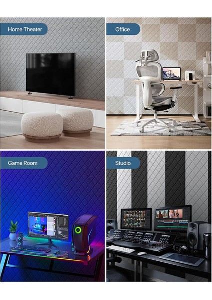 12 Paket Akustik Paneller, 12X12X0.4 Inç Ses Geçirmez Köpük Paneller, Siyah (Yurt Dışından) fırsatları