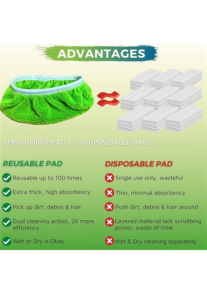 Swiffer düz paspas için uygun emici emici sünger yedek kumaş kapak ev kuru ve ıslak döner paspas 8 paketi (Yurt Dışından) indirimleri