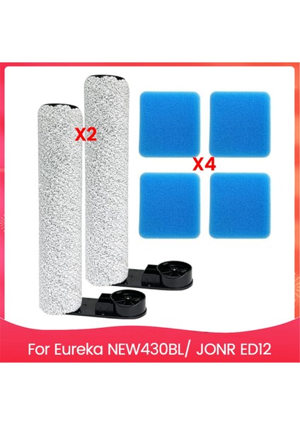 Eureka NEW430BL/JONR ED12 Vakum Süpürge Için Yedek Fırça Silindir ve Sünger Filtre Seti (2 Fırça Silindiri+4 Sünger) (Yurt Dışından)