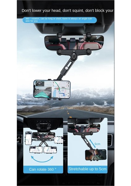 Araba Dikiz Aynası Telefon Tutucu 360 Derece Dönebilen Stand Dash Cam (Yurt Dışından)