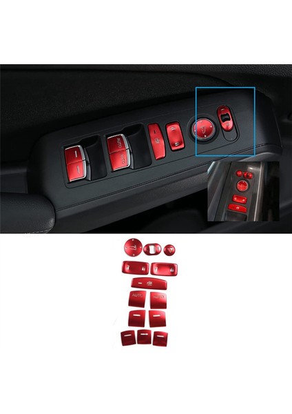 13 Adet Kırmızı Pencere Camı Kaldırma Anahtarı Düğmesi Kapağı Döşemesi (Yurt Dışından) modelleri