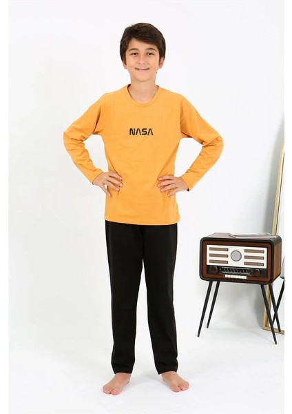 Moda Erkek Çocuk Uzun Kol Penye Pijama Takım Sarı modelleri