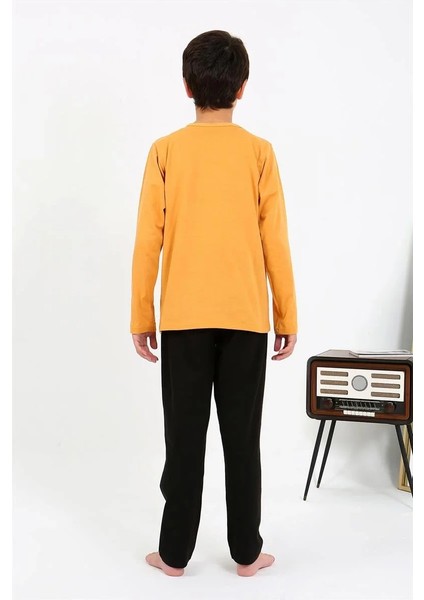 Moda Erkek Çocuk Uzun Kol Penye Pijama Takım Sarı indirimleri
