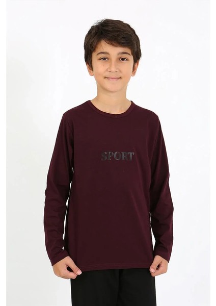 Moda Erkek Çocuk Uzun Kol Penye Pijama Takım Bordo fiyatları