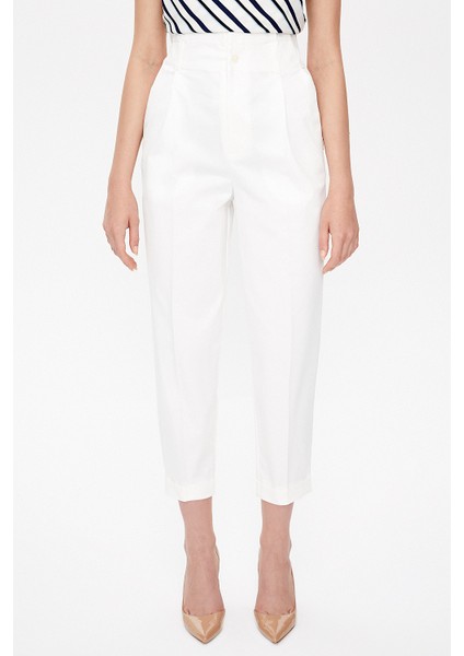Ekru Yüksek bel pileli pantolon 41370 fiyatları
