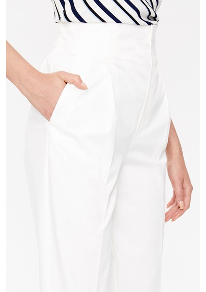Ekru Yüksek bel pileli pantolon 41370 fırsatları