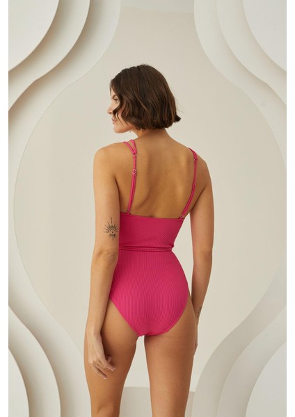 Özel Tasarım Bel Ip Detay Fitilli Fuşya Mayo fiyatları