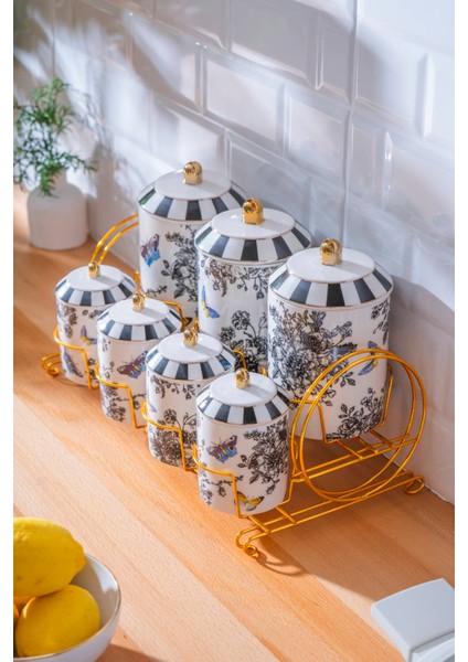 Misha 7 Parça Standlı Porselen Baharatlık Takımı