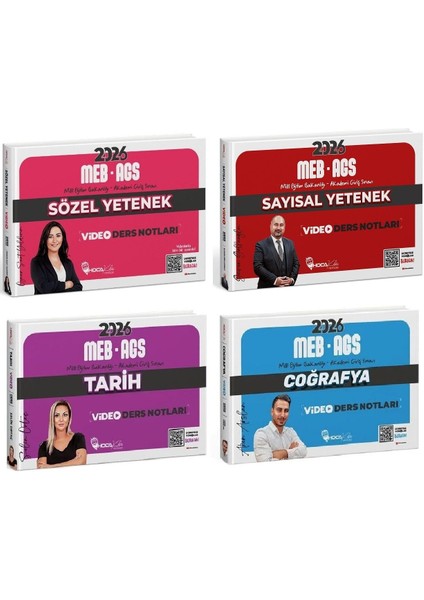 Hoca Kafası 2026 Meb-Ags Sözel + Sayısal Yetenek + Tarih + Coğrafya Video Ders Notları 4 Lü Set Hoca Kafası Yayınları