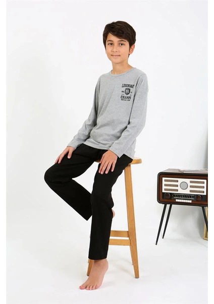 Moda Erkek Çocuk Uzun Kol Penye Pijama Takım Gri fiyatları