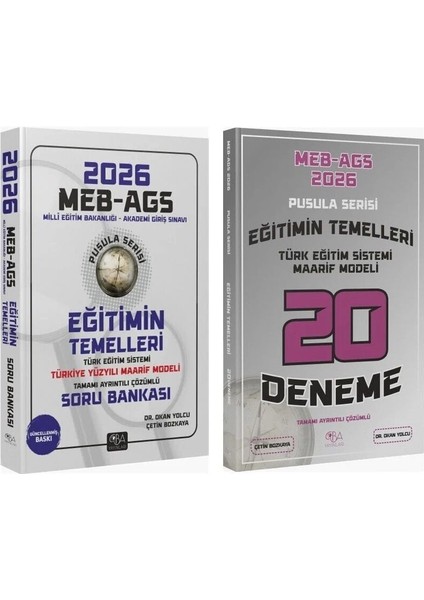 Cba Yayınları 2026 Meb-Ags Eğitimin Temelleri Soru Bankası + 20 Deneme Pusula Serisi 2 Li Set - Okan Yolcu Cba Yayınları