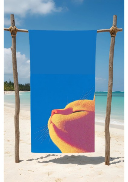 Kedi Desenli Pamuk Plaj Havlusu – Desenli Tasarım – 75X150 cm 121025 fiyatları