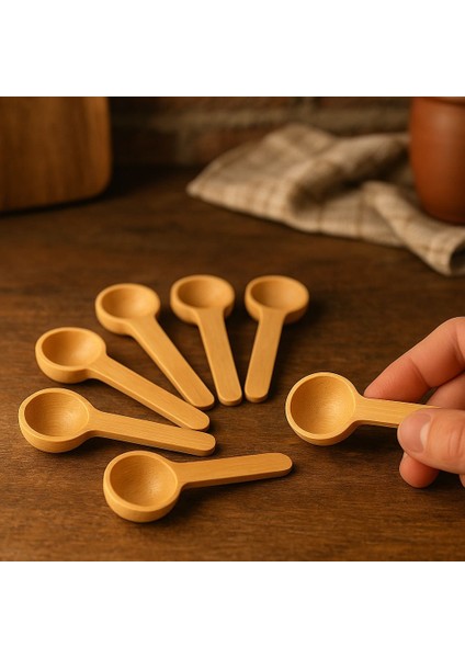 Doğal Ahşap Ölçü Kaşığı 8 cm – 6 Adet